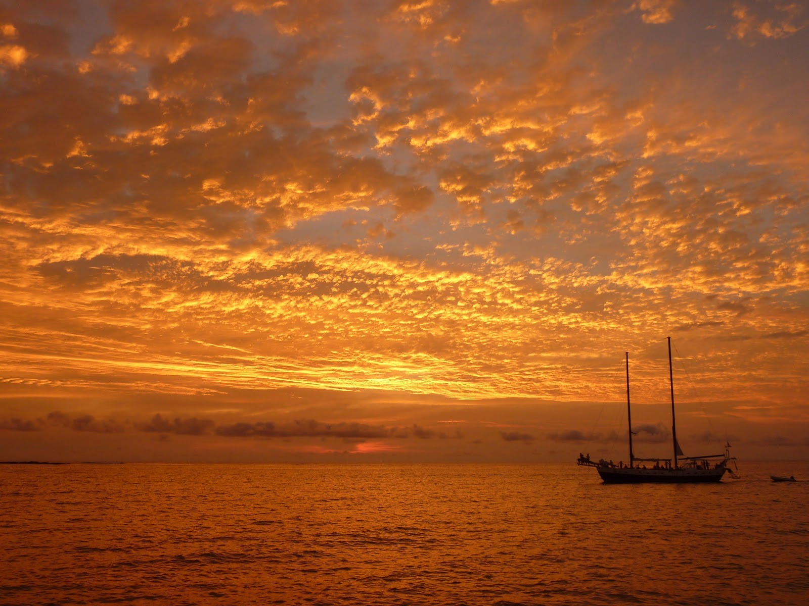 costa rica, tamarindo, mer, bateau, voilier, coucher de soleil, plage